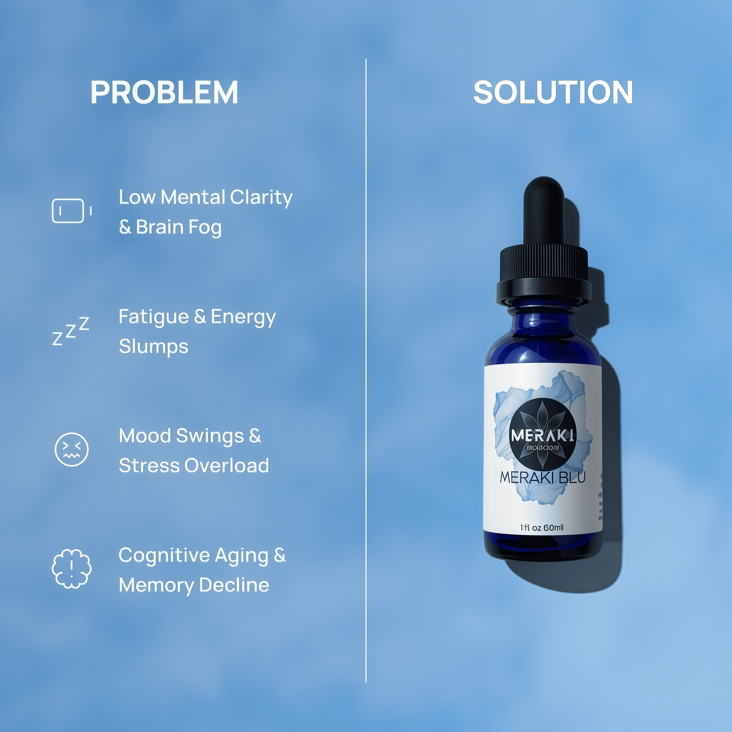 Meraki Blu USP Grade Methylene Blue Solution – Third-Party Tested 1% Liquid Formula, High Purity Blue Formula, 30ml Glass Dropper Bottle